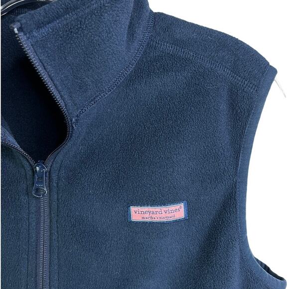 Vineyard‎ Vines Fleece Vest Boys Sz L Navy Blue Full Zip Outdoors - Picture 8 of 13